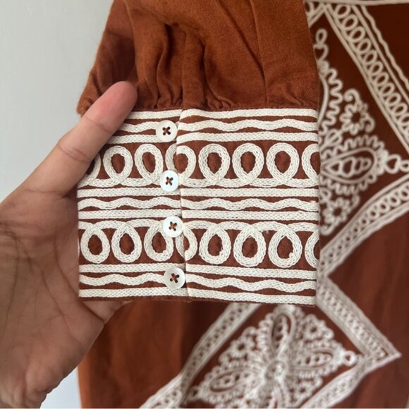 Sezane Calitta Dress in Caramel Ecru Size 6 - Picture 5 of 8